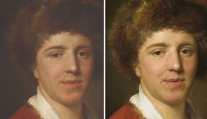 'George Oakley Aldrich (1721–1797)', before and after removal of overpaint