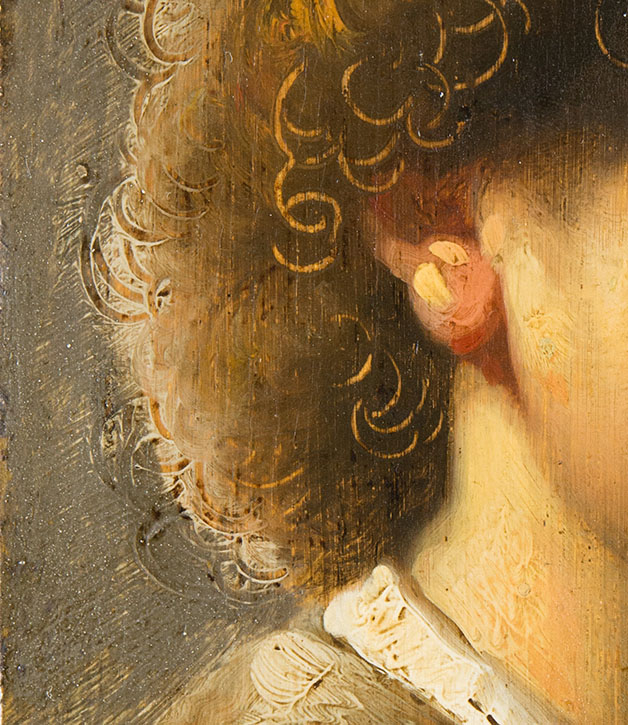 Detail of 'Self Portrait at the Age of 22', before overpaint removal