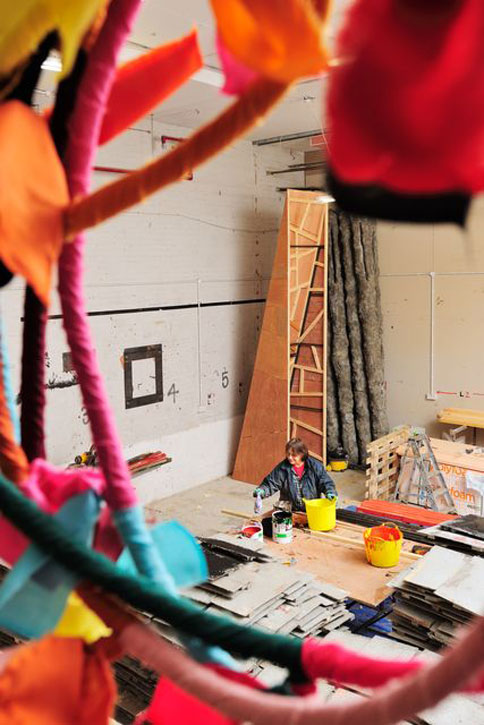 Phyllida Barlow in the studio