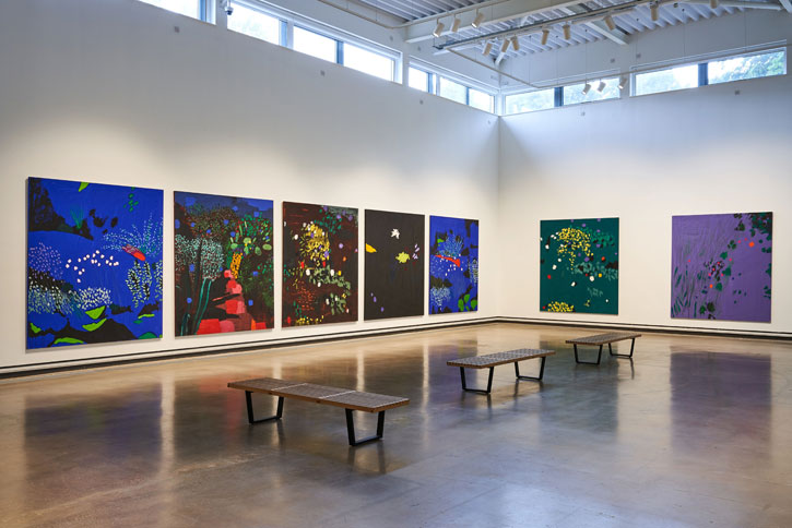 Installation view of 'Bruce McLean: Black Garden Paintings'