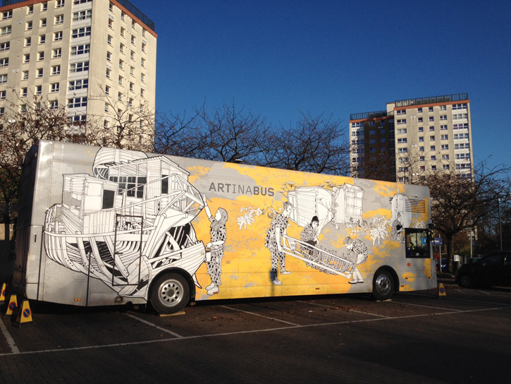 Travelling Gallery bus in Dalmuir