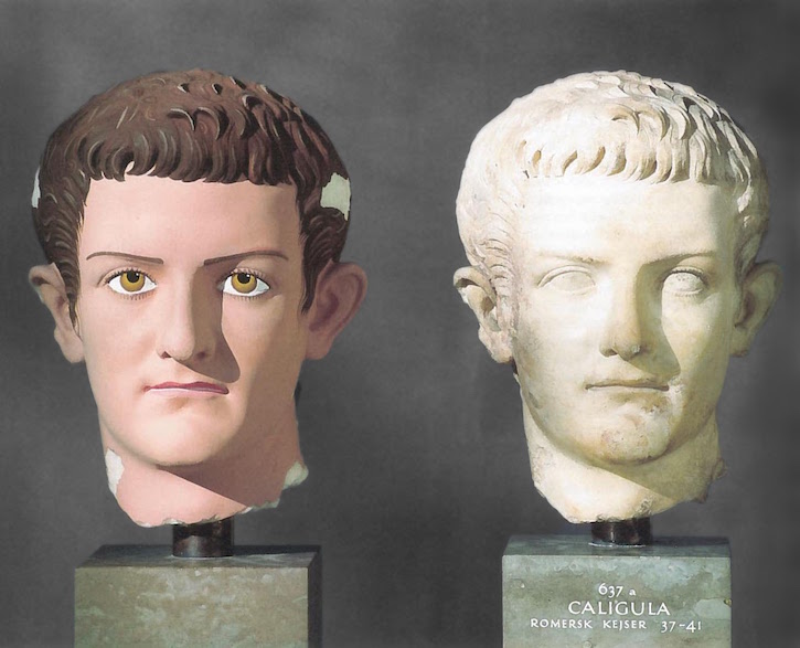 The original and the painted copy of Caligula