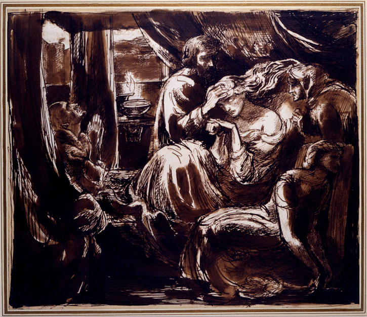 c.1875, pen and brown ink on paper by Dante Gabriel Rossetti (1828–1882)