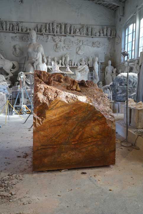 'Red Erratic' at Studio Carlo Nicoli, Carrara, Italy