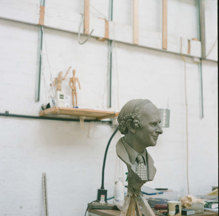 Bust of an academic in progress at Denise Dutton's studio