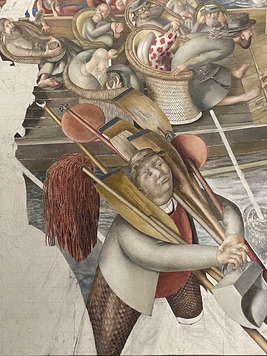 Detail of 'Christ Preaching at Cookham Regatta' with boatman and mop