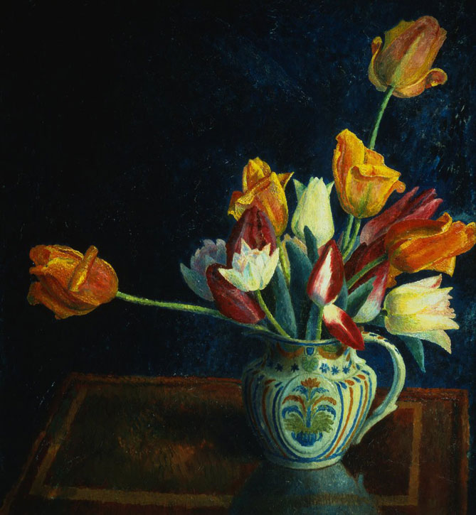 Painting of Tulips in a Staffordshire Jug