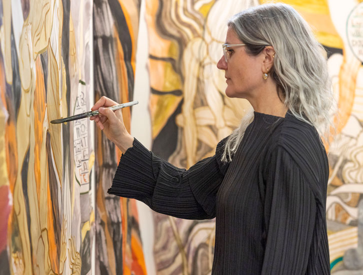 Emma Talbot in her studio in Reggio Emilia, April 2022