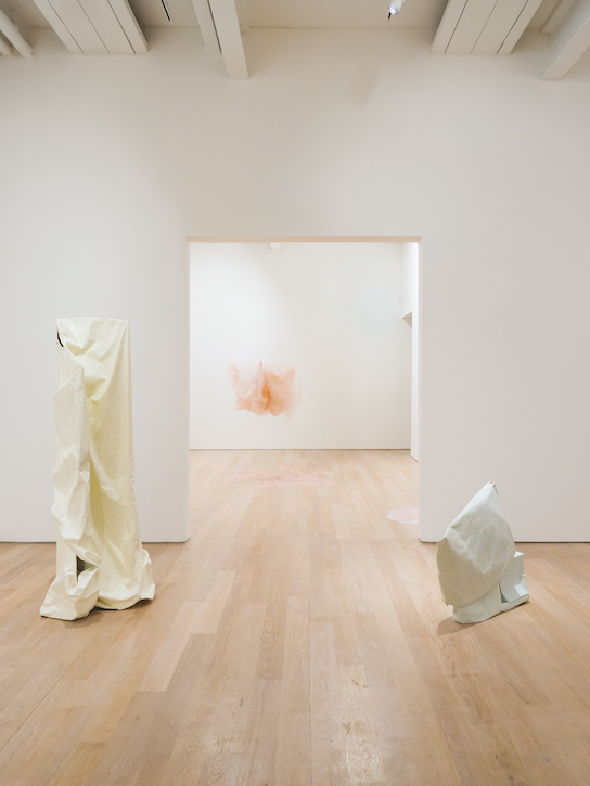 Installation view of 'Karla Black, sculptures (2001–2021), details for a retrospective'