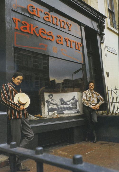 Nigel Waymouth (right) outside Granny's in 1966