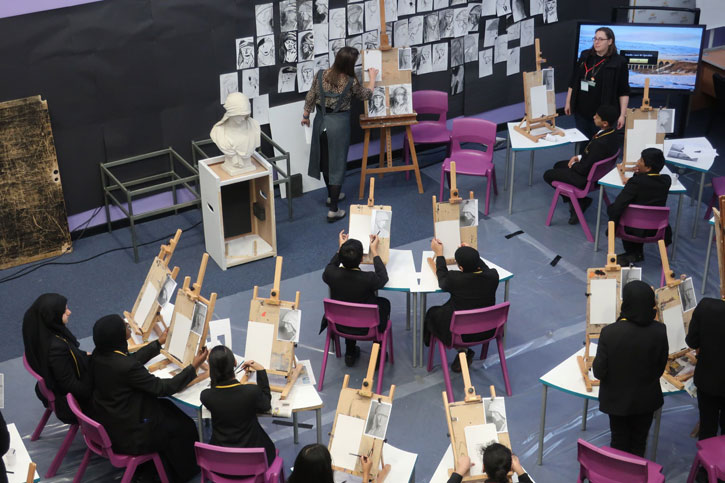 Students draw sculpture from Belton House supported by their teacher and Art UK's Learning Officer