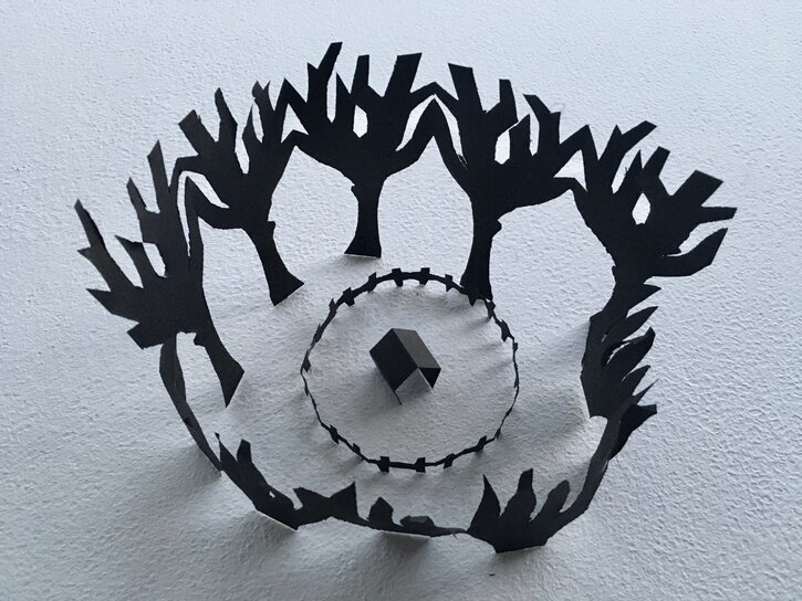 A 3D cut-out drawing