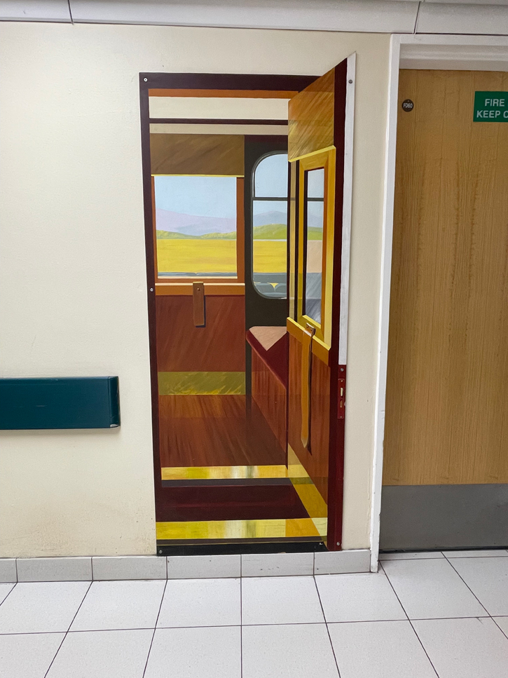 Beginning of the Carriage, acrylic on board by Anna Todd (b.1964), University Hospital of Wales, Cardiff
