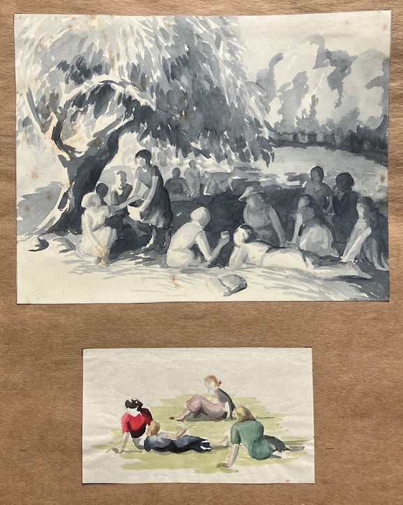 Studies in Jean Peace's sketchbook