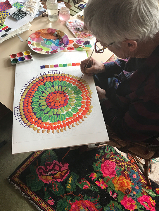 Kaffe Fassett painting 'Fruit Mandala'