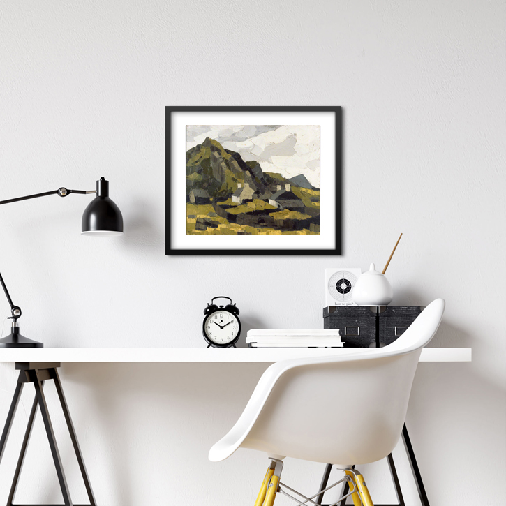 Framed print of 'Cottages, Snowdonia'