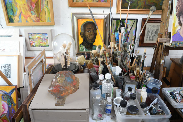 Inside the artist's studio