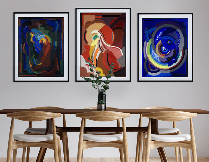 Framed prints of 'Composition', 'Composition' and 'Painting'