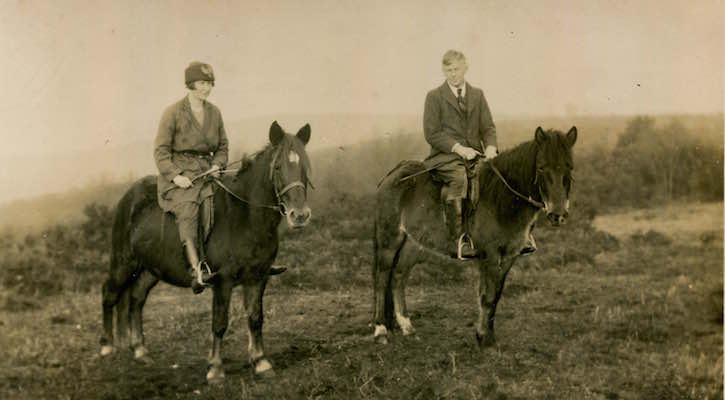 Margaret and Tom Charman on horseback, early 1920s
