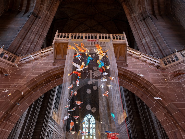 Installation view, 'Maria Loizidou, Where Am I Now’ at Liverpool Cathedral, 2025