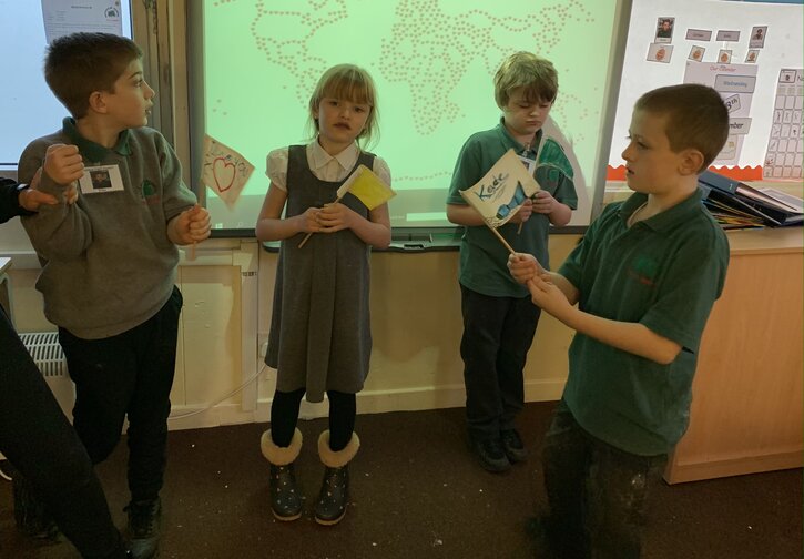 Haysholm pupils wave their signal flags!