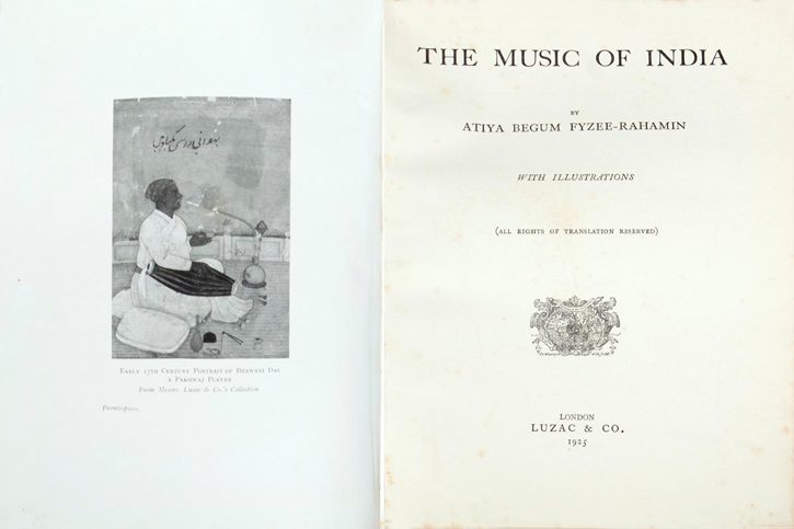 Title page and frontispiece of 'The Music of India'