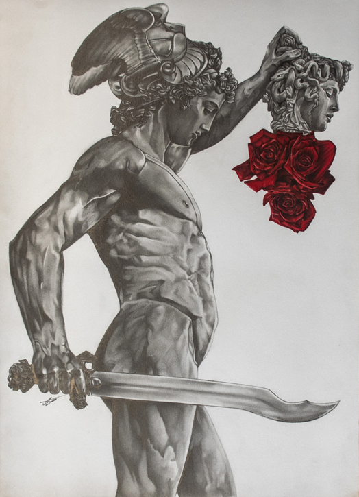 Drawing of Perseus and Medusa by Layton Hylton