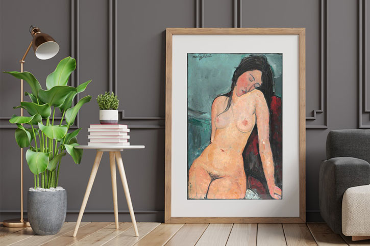 Framed print of 'Female Nude' by Amedeo Modigliani