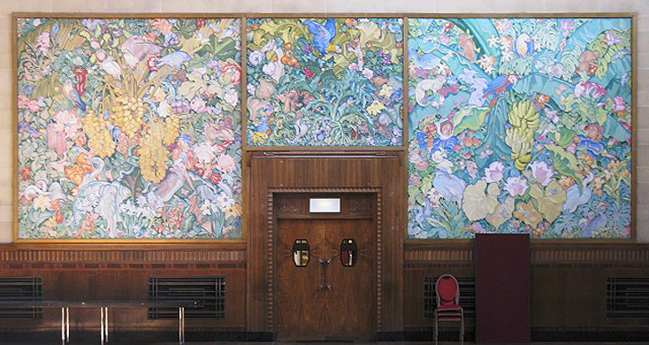 Panels at the rear of Brangwyn Hall