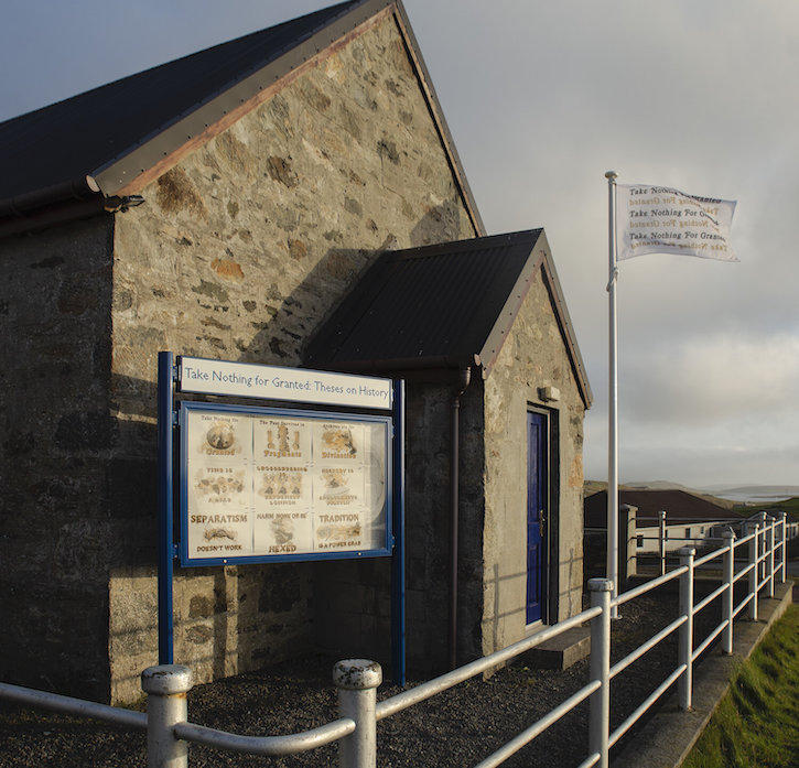 Gaada's workshop building, the former Methodist Chapel in Bridge End, Burra Isle