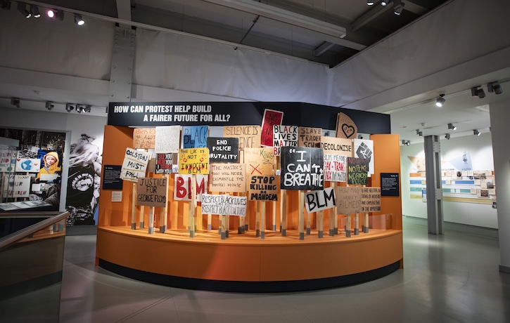 Installation view of the Protest display, M Shed, Bristol, 2025