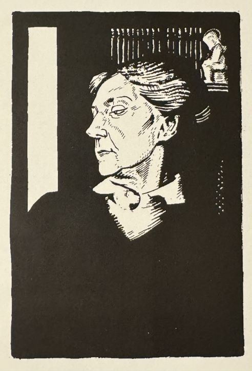 c.1924, original black & white drawing for linocut print by Wilhelmina Geddes (1887–1955)