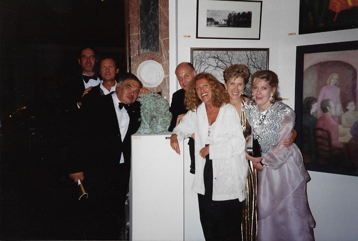 Eduardo Paolozzi and Nicole Farhi with friends at the Royal Academy