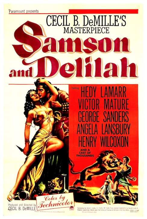 Original theatrical release poster for the Cecil B. DeMille film 'Samson and Delilah' (1949)