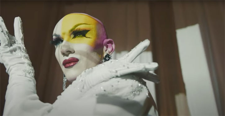 Still from 'LGBTQ+ Icons at Tate Britain – Sasha Velour, Munroe Bergdorf and Leo Kalyan'