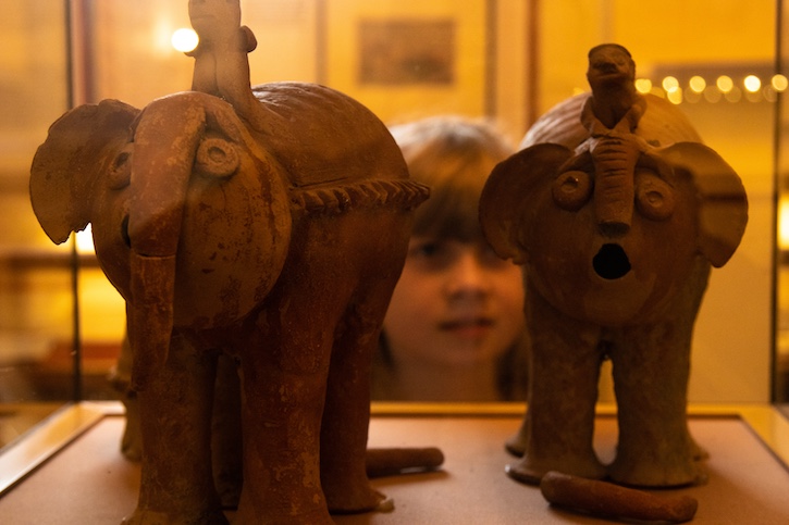 The statues were found in India by Donald Francis in 1972 and represent Shitala Mata, the goddess of smallpox 