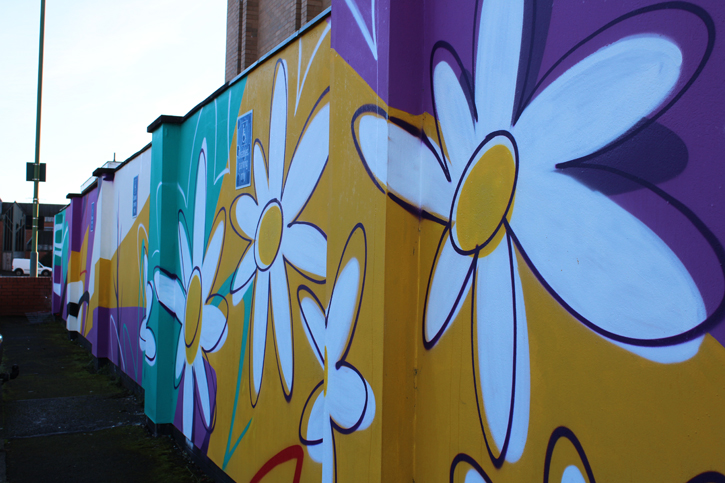 2023, painted mural by Graffwerk (Joe Miles, Rich Peacock and Daniel Coyne)