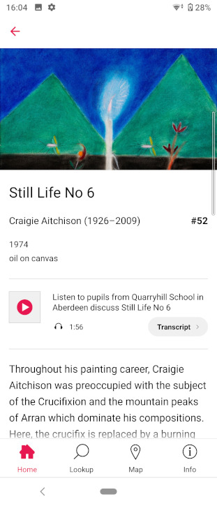 The Aberdeen Art Gallery guide on the Bloomberg Connects app