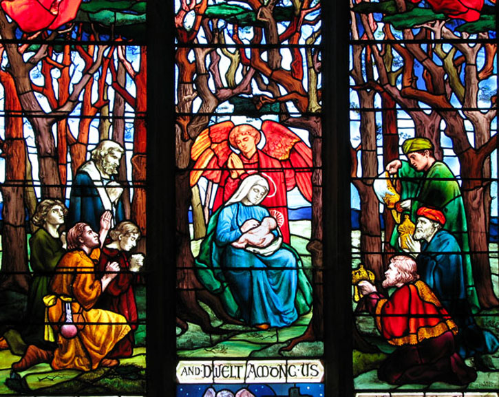 Stained glass work by Mary Lowndes in St Peter & St Paul's Church, Shropham