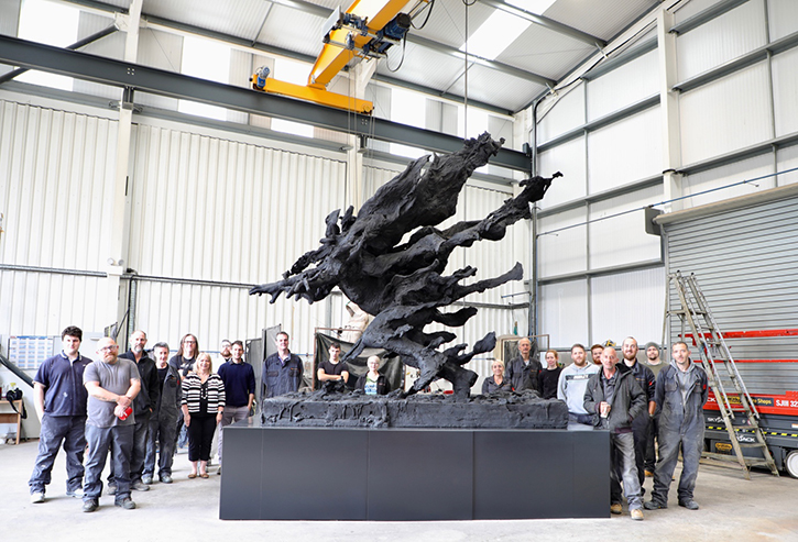 'Man on Fire' at the finishing stages of the casting process at Castle Fine Arts Foundry