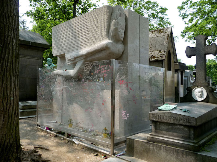 Oscar Wilde's tomb in the Père Lachaise cemetery, Paris, in 2012