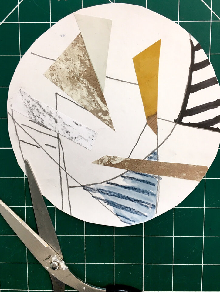 Cutting a circle in one of the A4 collage sheets