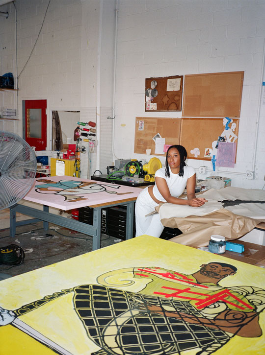 Tschabalala Self in her studio, 2022