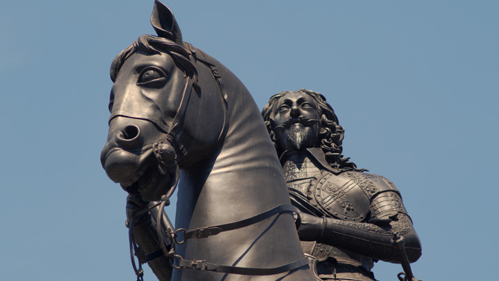 Still from HENI Talk's film on Trafalgar Square's equestrian statue of Charles I