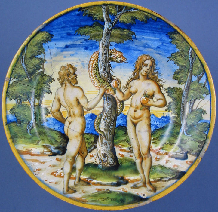 Plate (Eve giving the forbidden apple to Adam)