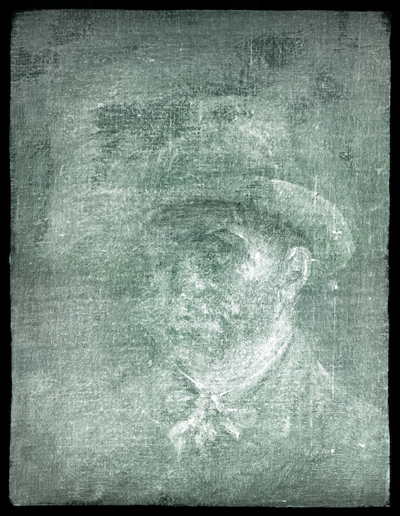 X-ray image of the Vincent van Gogh self-portrait discovered by NGS