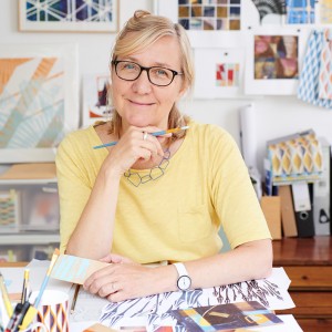 Artist and designer Jo Angell in her studio