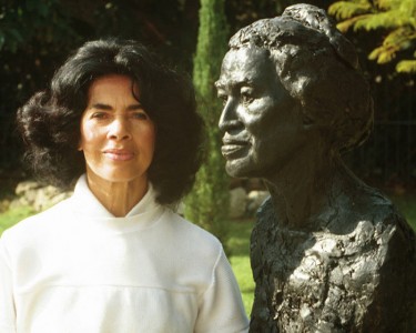 Artis Lane with her sculpture of Rosa Parks