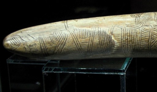 25,000 BC, engraving on a mammoth tusk, discovered in Pavlov in the Czech Republic