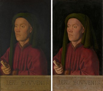 Portrait of a Man ('Léal Souvenir'), before and after restoration